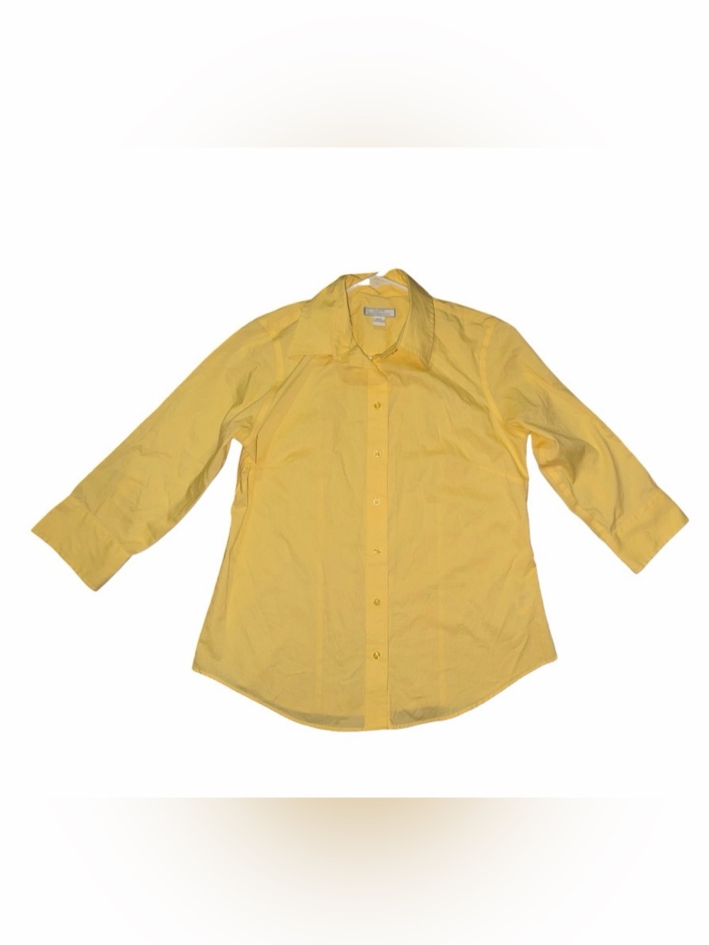 Yellow Button-Up 3/4 Length Sleeve Shirt 97% Cotton